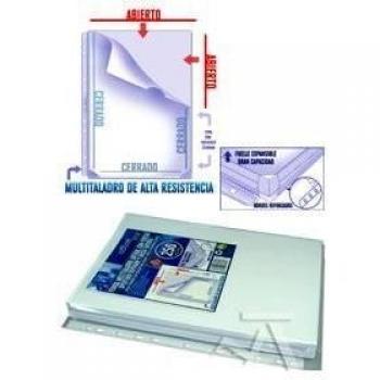 PAQ/5 FUNDAS MULTITALADRO LATERAL CON FUELLE A4 PP TRANSP.