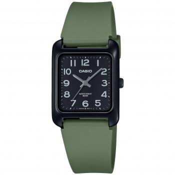 Casio Men's Standard Analog Quartz Watch with Green Resin Strap and Black Dial MTP-B175-3BV