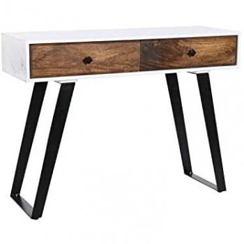 Consola de Metal y Madera de Mango Blanca 105 x 35 x 77 cm - DKD Home Decor
