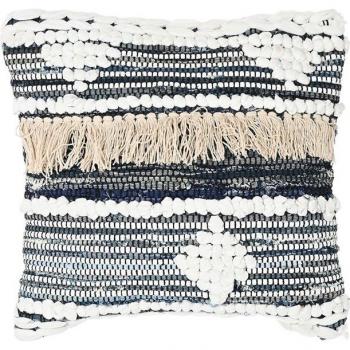 Cojín decorativo de algodón con rayas negras, tamaño 45x10x45 cm