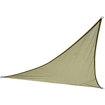 7H SEVEN HOUSE Toldo de Vela Triangular 5x5x5 Metros Beige 7house | Toldo Vela Impermeable | Vela de Sombra para Exterior Terraza Jardín Piscina con 3 Anclajes