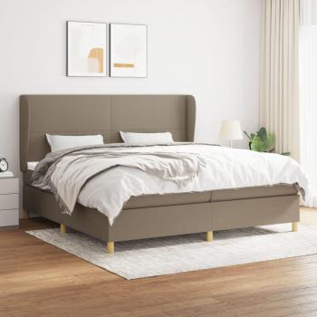 Cama box spring con colchón de muelles Tortera 200x200 cm en tela gris taupe