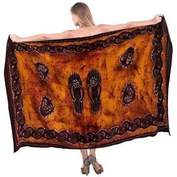 100% de color marrón falda traje de baño de la playa del batik de algodón traje de baño bikini cubierta de pareo