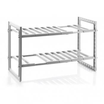 Estantería Extensible para Fregadero Shibblek InnovaGoods, 2 Estantes, Acero Inoxidable/Blanco, Ajustable 38x37,5-66,5x28 cm, Modelo V