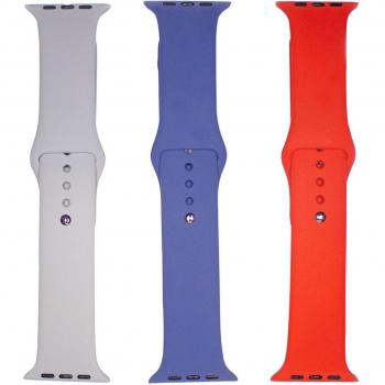 Friendly License - Pack de 3 correas de silicona para Apple Watch 42/44/45 mm en Gris, Azul Acero y Rojo