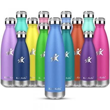 KollyKolla Botella de Agua Acero Inoxidable, Termo Sin BPA Ecológica, Botellas Termica Reutilizable Frascos Térmicos para Niños & Adultos, Deporte, Oficina, Yoga, Ciclismo,
