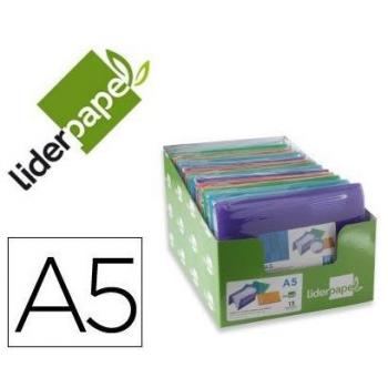 Carpeta clasificadora de fuelle Liderpapel DIN A5 de polipropileno con 13 departamentos en colores surtidos
