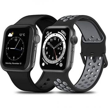 baklon 2 Piezas Correa Compatible con Apple Watch Correa 38mm 40mm 41mm 42mm 44mm 45mm, Deportivas de Silicona Correas de Repuesto Compatible con iWatch SE Series 7 6 5 4 3 2 1