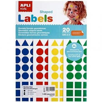 APLI Kids 5151-Bolsa A4 gomets 20 mm colores surtidos 20 hojas