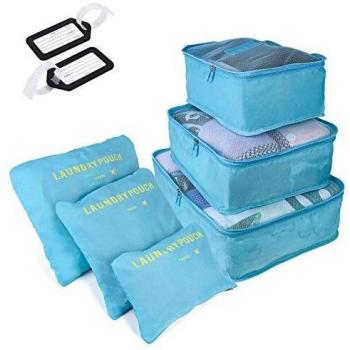 6 PCS Organizadores de Viaje para Maletas, Bolsas de Equipaje Impermeable Cubos Embalaje de Viaje Bolsas de Almacenamiento para Ropa Zapatos, Cosméticos Accesorios, Material Nylon