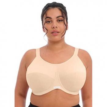 Elomi Energise Full Cup Wired Sports Bra - Beige Nylon, Size 36K