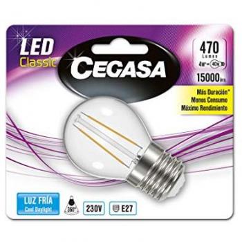 Bombilla LED 4W E27 luz fría 470LM 5000K esférica negra estándar