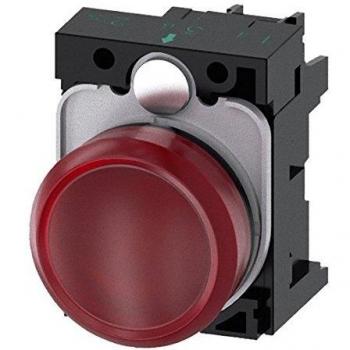 Señalizador luminoso LED Siemens, diámetro 22mm, IP20, 24 V CA/CC, rojo, lente lisa