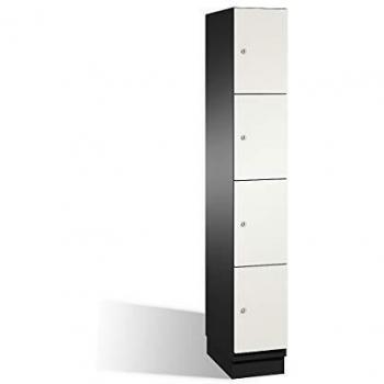 Armario de Compartimentos Bajo Llave C+P Cambio con Puertas HPL - 4 Fácher, Color Gris Oscuro/Blanco