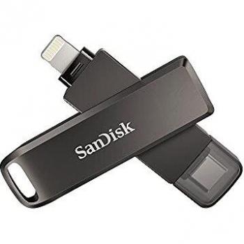 SanDisk iXpand Luxe Flash Drive 128GB USB Type-C / Lightning USB 3.2 Gen 1 Dual Connector Metal Body Black SDIX70N-128G-GN6NE