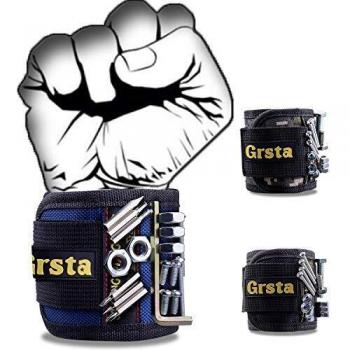 Grsta Muñequera Magnetica Con 15 Potentes Imanes, Cinturon De Herramientas De Bricolaje,Que Sostienen Tornillo,Clavos,Perno,Broca, Herramientas coche pladur, Regalo Navidad Para, Regalos Para Hombres
