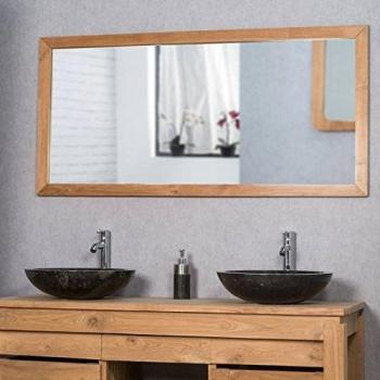 Espejo rectangular grande de teca maciza 145 x 70 - Marrón