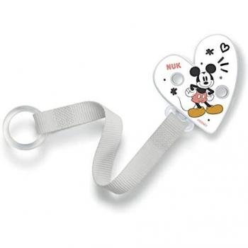 Nuk Clip Chupete Mickey 1ud - Cinta para chupete con diseño de Mickey Mouse, incluye un clip para sujetar el chupete, fabricado en materiales seguros para bebés, fácil de usar y limpiar