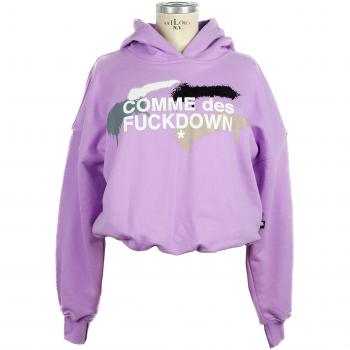 Chic Purple Logo Print Hooded Sweatshirt - S