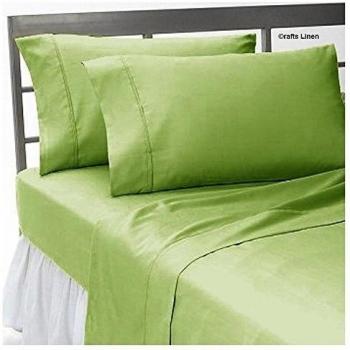 Crafts lino algodón egipcio satén de 400-thread-count Super suave 4 piezas Juego de sábanas, Sage Solid, 200 x 200 cm