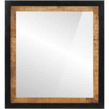 Espejo de baño 55x1x60 cm en vidrio y madera maciza de mango, color marrón