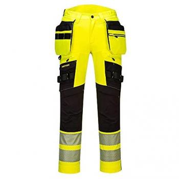 Pantalón Portwest DX4 de Alta Visibilidad con Bolsillos de Pistolera Desmontables Amarillo / Negro 34 31