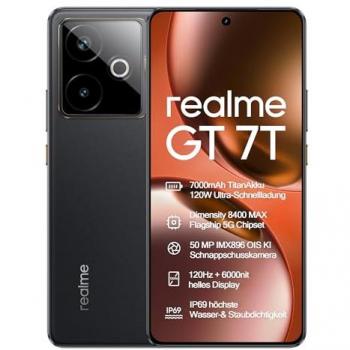 Smartphone Realme GT 7T 5G Dual SIM 12GB RAM 512GB Pantalla 6.8 Android 15 Carga Rápida 120W Negro IceSense