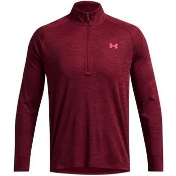 Camiseta de Manga Larga con Media Cremallera Under Armour Tech Textured para Hombre, Color Rojo, Talla L