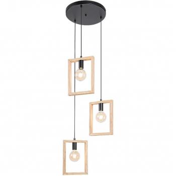 Lámpara Colgante de Metal y Madera Estilo Escandinavo IP20 Rabalux Indigo E27 3X Máx 40W Dimmerable