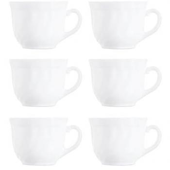 Tazas Opal Arcoroc Trianon 28CL - Set de 6, Blanco Brillante, Ecológicas y Extra Resistentes