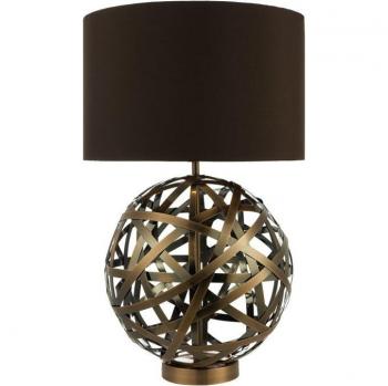 Lámpara de mesa de viaje cobre antiguo con pantalla forrada y 1 bombilla Dar Lighting Voyage