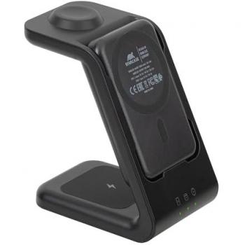 Cargador Inalámbrico 3 en 1 Rivacase VA4917 con Batería Externa de 5000 mAh, Carga Rápida QC/PD y Soporte Magsafe, Negro