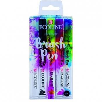 Royal Talens Ecoline - Set de 5 Bolígrafos de Pinceles, Primario