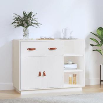 Aparador de madera maciza de pino blanco 98,5x40x75 cm - Mueble de Almacenaje de Salón, Buffet para salón, Armario Auxiliar, Armario de Almacenamiento