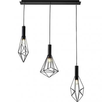 Lámpara colgante Kristoff Black 3 bombillas 50cm, tipo: lámpara colgante lineal Cluster de techo, características: 3 luces E27, color negro