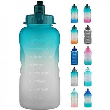 Reeho 3.8 L Botella Agua Deporte, Botella Plastica Tritan Reutilizable 1 Galón, Botella Agua Gimnasio con Marcador de Tiempo para Athletic, sin BPA