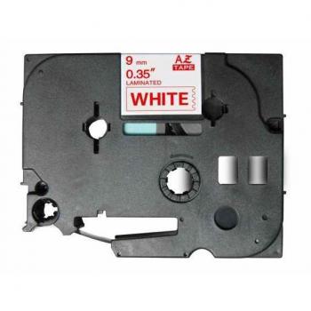 Cinta Laminada Genérica Compatible con Brother TZe-222 - Texto Rojo sobre Fondo Blanco - 9mm x 8m