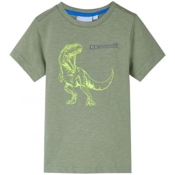 Camiseta infantil de manga corta caqui claro 128