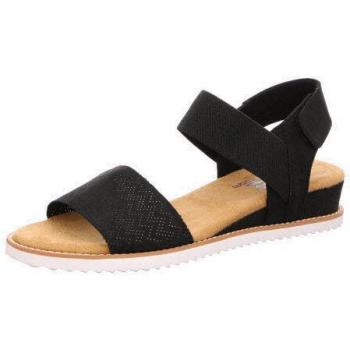 Skechers Sandalias Desert Kiss para mujer color negro con plantilla acolchada