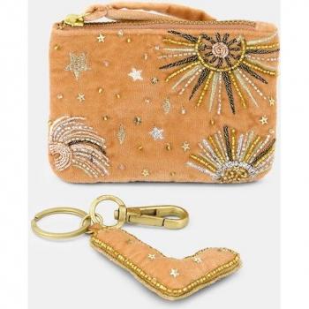 Set de monedero y llavero Tintoretto con inicial L en tono nude