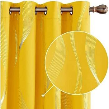 Deconovo Cortinas Salon Térmicas Aislantes Dormitorio Decoración Ventanas para Habitacion Moderna con Ojales 2 Piezas 140x229cm Limón