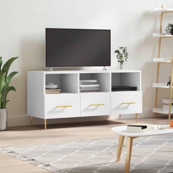 Mueble de TV vidaXL de madera de ingeniería blanco 102x36x50 cm, Mueble de salón, Mesa de TV