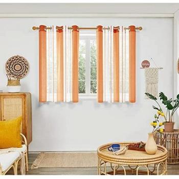 Deconovo Cortinas Salon, Translucidas de Diseño Moderna, para Habitación, con Ojales, 140x138cm
