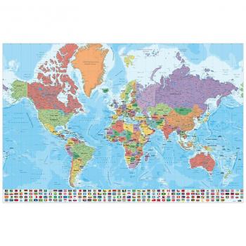 Poster Mapa Mundo Italia Físico Político (Editado en Italiano) - Grupo Erik Editores