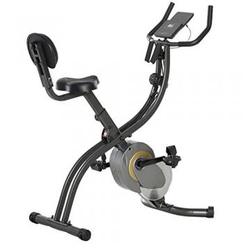 Bicicleta Estática 2 en 1 HOMCOM con Volante de 6 kg, Resistencia Magnética Ajustable de 16 Niveles y Cuerdas de Tensión, Color Negro y Gris, Dimensiones 51