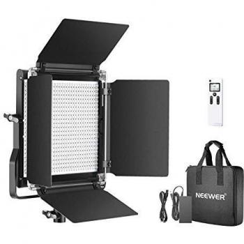 Neewer 2,4G 660 Bicolor LED Luz Video Regulable con Pantalla LCD y Control Remoto Inalámbrico para Fotografía Productos Retrato, Grabación Video con Soporte Metal U y Barndoor
