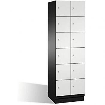 Armario de Compartimentos Bajo Llave CAMBIO C+P 6 Taquillas, 2 Departamentos, Acero, Color Negro y Gris Claro, Dimensiones 600 mm