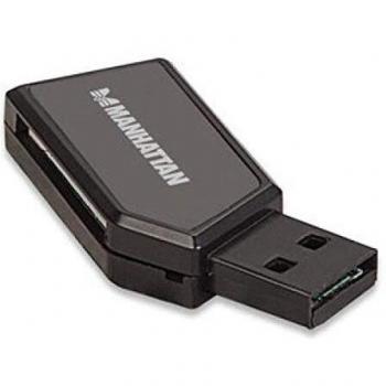 Lector de Tarjetas Manhattan USB 2.0 24 en 1 Hi-Speed para SD/MicroSD/MMC, Compatible con Windows y Mac, Color Negro