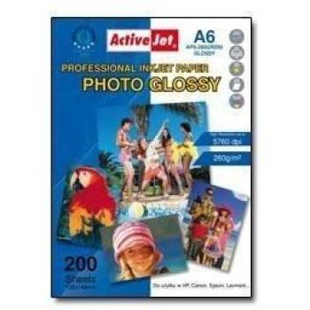 Papel Fotográfico Brillante Activejet AP6-260GR200 A6 - 200 Hojas