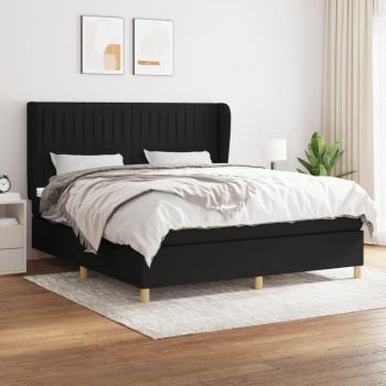 Cama box spring con colchón negro 160x200 cm en tela